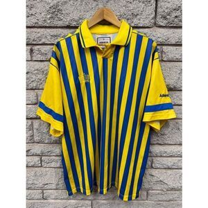 Vintage Admiral Soccer Men’s Yellow & Blue Striped Polo Shirt